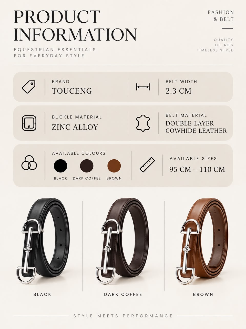 Equestrian Bit Buckle Leather Belt