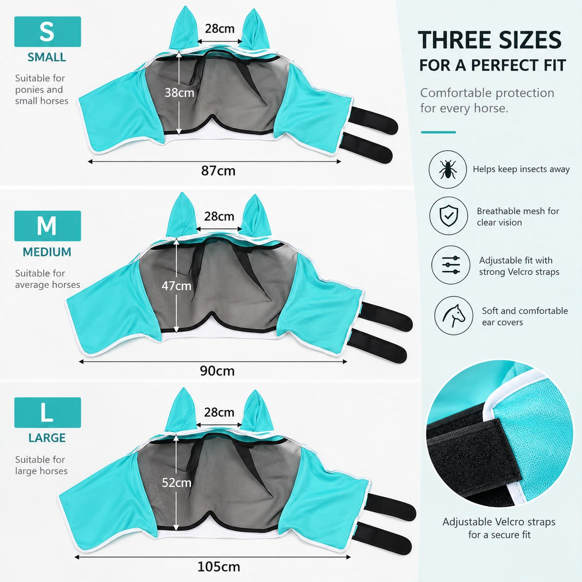 Equine Breathable Fly Mask with Ear Protection
