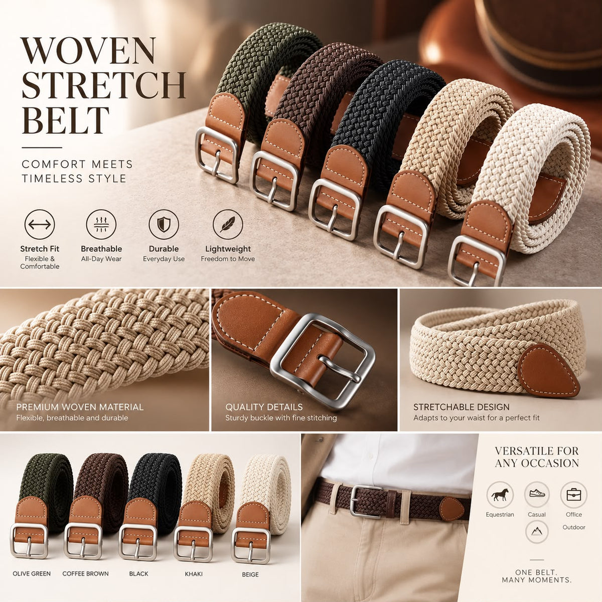 Woven Stretch Equestrian Belt