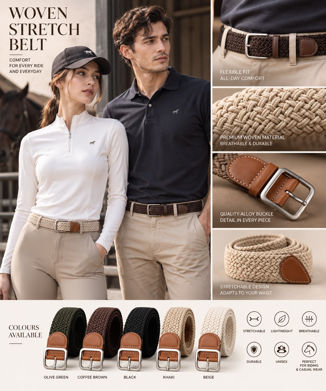 Woven Stretch Equestrian Belt